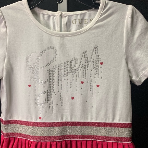 Guess Girls White & Pink Logo Dress - Picture 3 of 7
